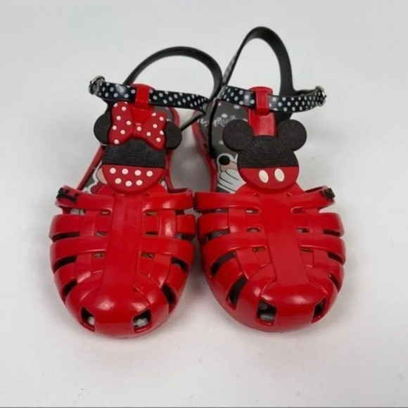 Grendene Kids Red Minnie Mickey Mouse Closed Toe Jelly Sandals Size 4 Youth - Picture 7 of 10